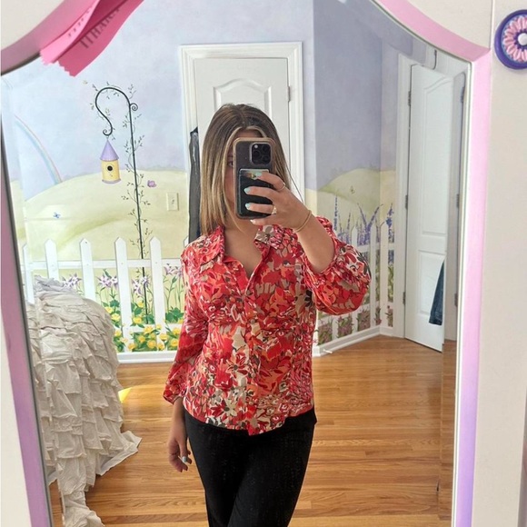 Nic + zoe pink floral button up - Picture 3 of 6